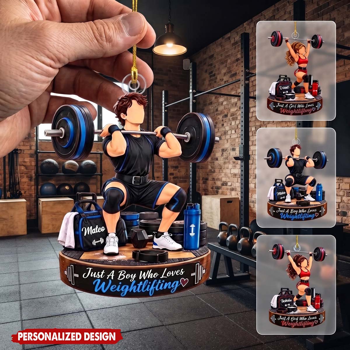 Just A Girl Boy Who Loves Weightlifting - Personalized Christmas Acrylic Ornament Gift For Gym Lover