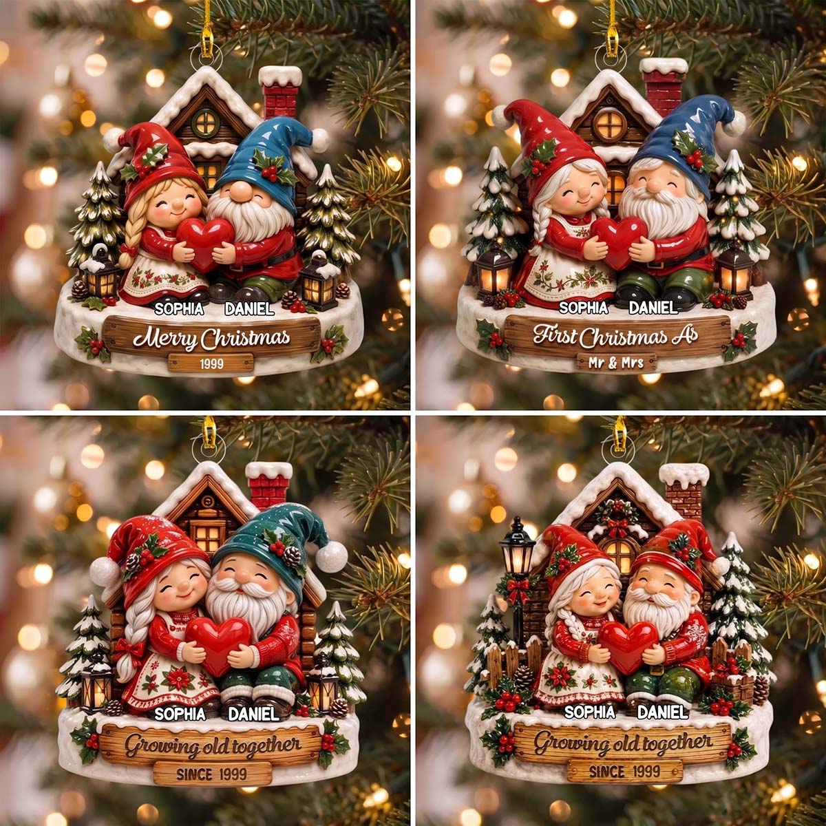 Personalized "Growing Old Together" Couple Acrylic Ornament | Christmas Gift For Couple Family Lover