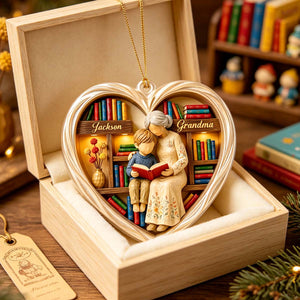 Personalized Grandma & Grandkid Reading Acrylic Ornament | Warm Christmas Gift