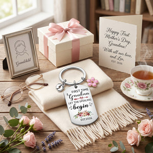 Personalized "Let The Spoiling Begin" First Time Keychain | Mother's Day Baby Shower Gift For Mom Grandma Gigi