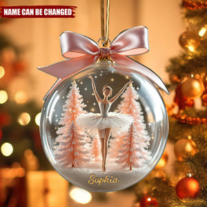 Personalized Elegant Ballerina With Ribbon Bow Acrylic Ornament With Name - Xmas Tree Decor | Birthday Gift For Dancers