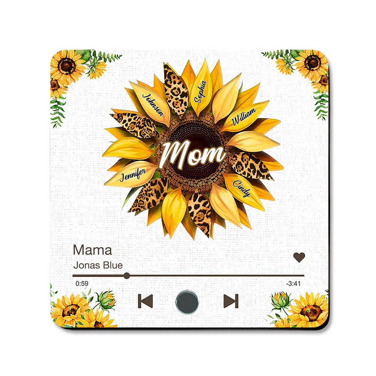 Nana Mom Sunflower Personalized Music Fridge Magnet,Mother's Day Gift