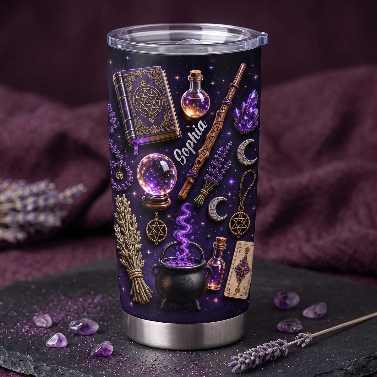 Personalized Witchy Celestial Magic Tumbler | Halloween Travel Cup Gift For Witchcraft Lovers