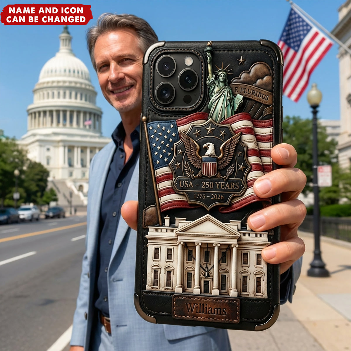 Personalized American Legacy 40th Anniversary Phone Case With Name -  Unique Gift For Patriot