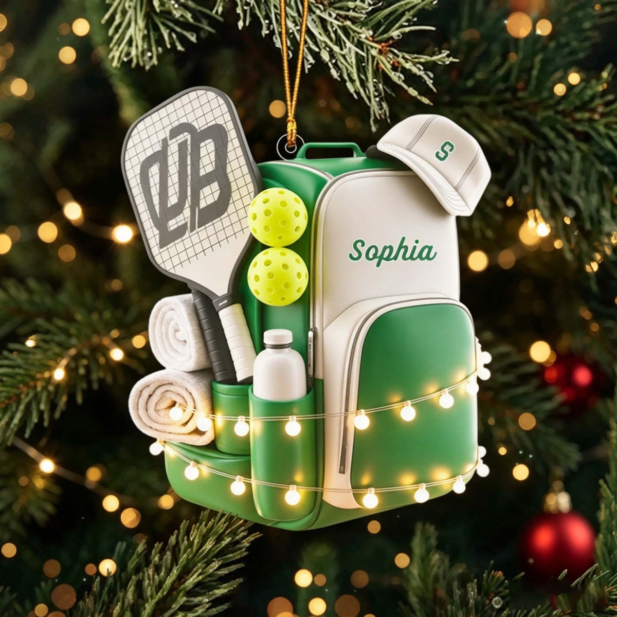 Personalized Pickleball Paddle & Ball Acrylic Ornament | Christmas Gift For Pickleball Lovers