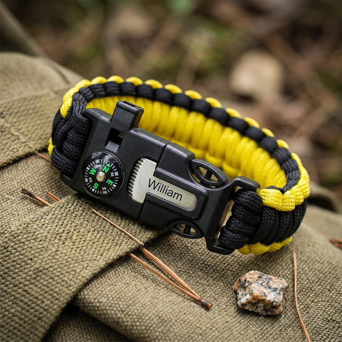 Personalized Engraved Survival Paracord Bracelet | Camping, Bushcraft, Emergency
