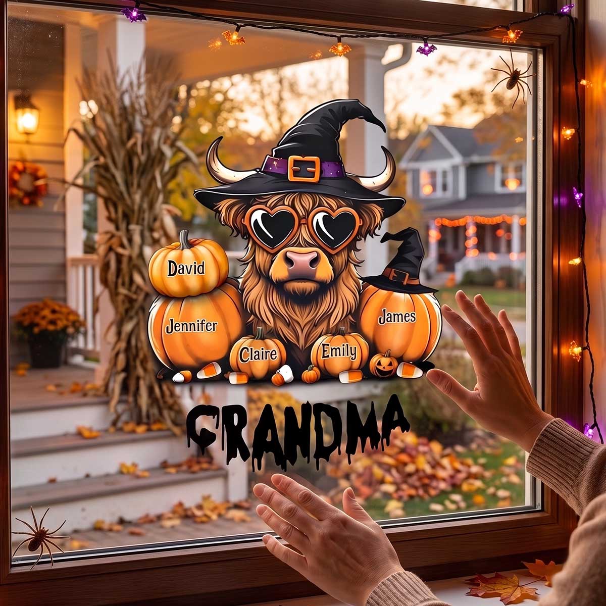 Personalized Highland Cow Pumpkin Decal | Halloween Decor Gift For Grandma