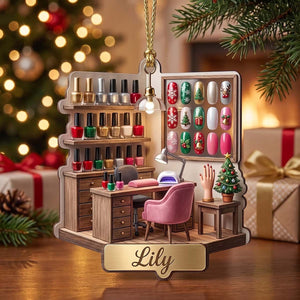 Personalized Nail Tech Salon Workstation Acrylic Ornament | Christmas Gift For Nail Tech Nail
