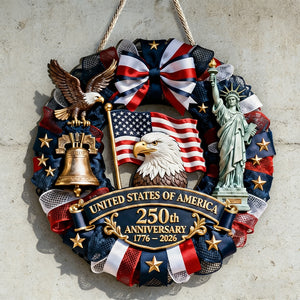 Personalized 250th Anniversary USA Wood Sign With Family Name & Liberty Icons - Historic 2026 Independence Day Decor For Proud Americans