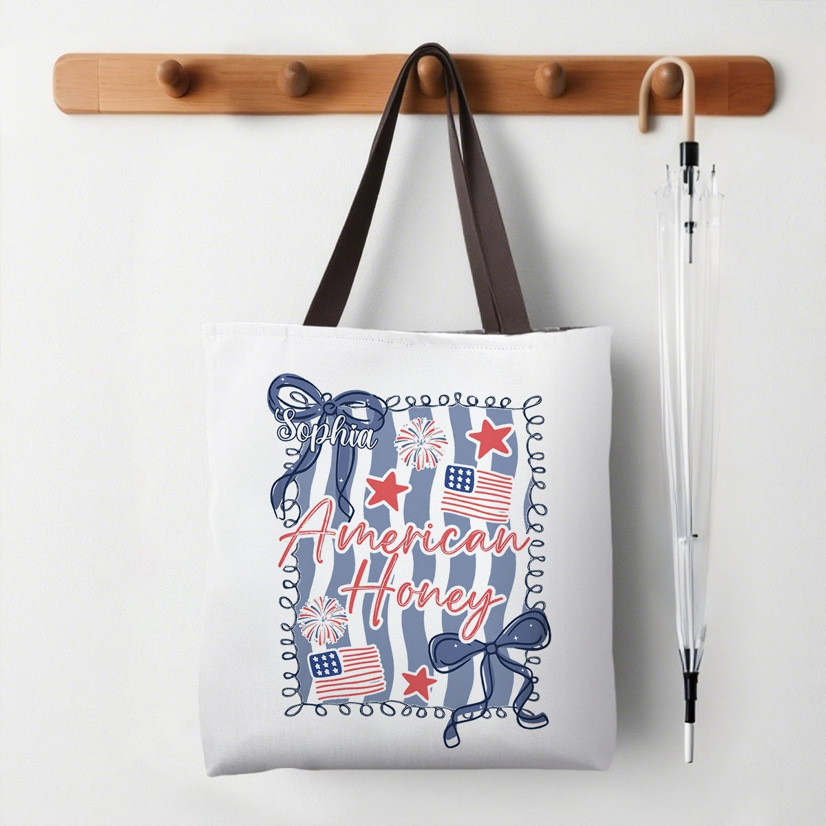 Personalized Tote Bag Independence Day American Honey Preppy Girly Memorial Day 4th Of July
