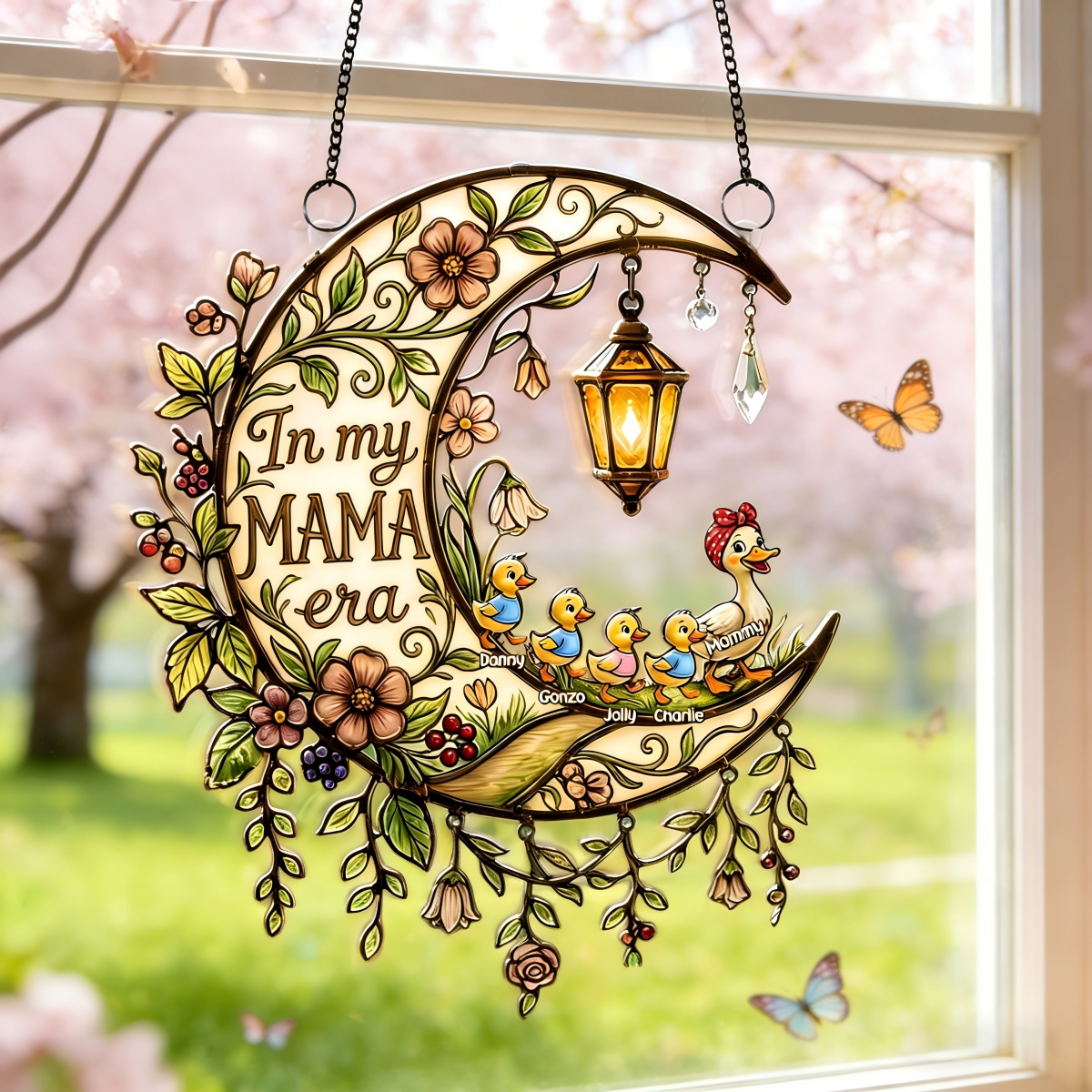 Personalized In Mama Duck Era Suncatcher Ornament With 1-4 Kids' Names | Gifts For Mother's Day
