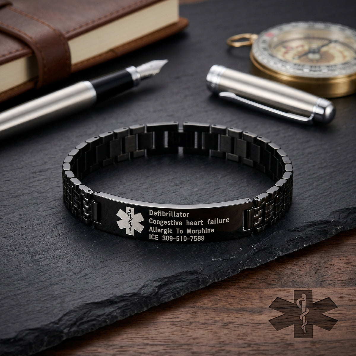 Personalized Engraved Medical Alert Stretch Bracelet | Gift For Men Women