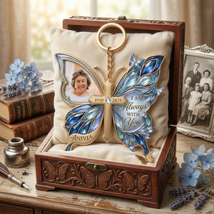 Personalized Photo Loving Memory Butterfly Keychain - Gifts For Loved Ones