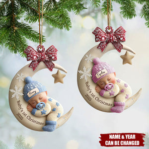 Personalized Moon Angel Baby Christmas Ornament With Name Year | Celebrate Newborn's First Christmas Joy For Family