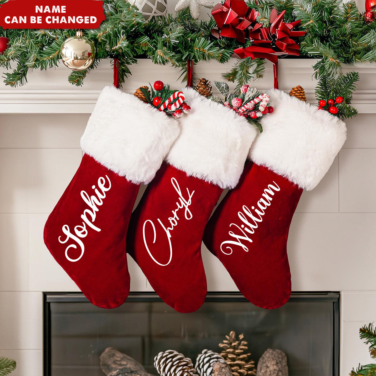 Personalized Red Velvet Christmas Stockings - Custom Name,Christmas Home Decor For Family & Friends