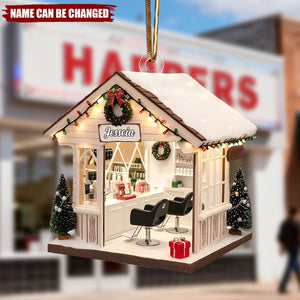 Personalized 3D Effect Winter Hair Salon Ornament With Name | Chic Christmas Gift For Hairstylist Hairdresser Cosmetologist