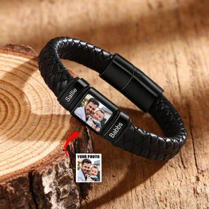 Personalized Photo Mens Bracelet | Father's Day Gift | Gift For Dad Boyfriend
