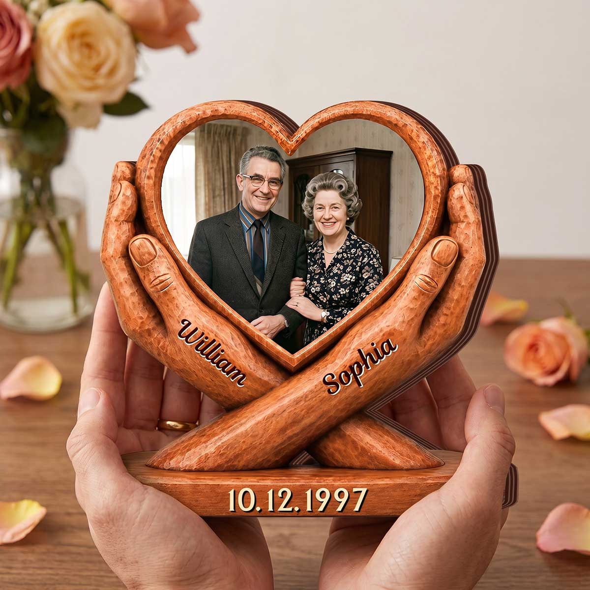 Personalized "Love Of My Life" Photo Thick Wooden Block | Anniversary Wedding Gifts For Couple Husband And Wife