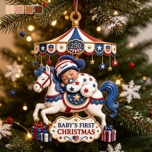 Baby's First Christmas Carousel Horse - Personalized Acrylic Ornament For New Parents