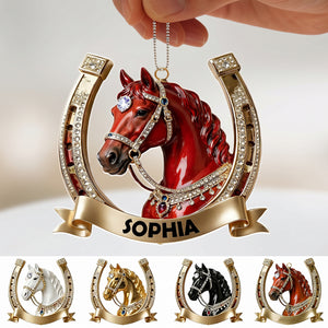 Personalized Horseshoe Horse Acrylic Ornament Gift For Horse Lover
