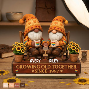 "Growing Old Together" Personalized LGBTQ Wooden Plaque - Custom Couple Gift for Pride Month