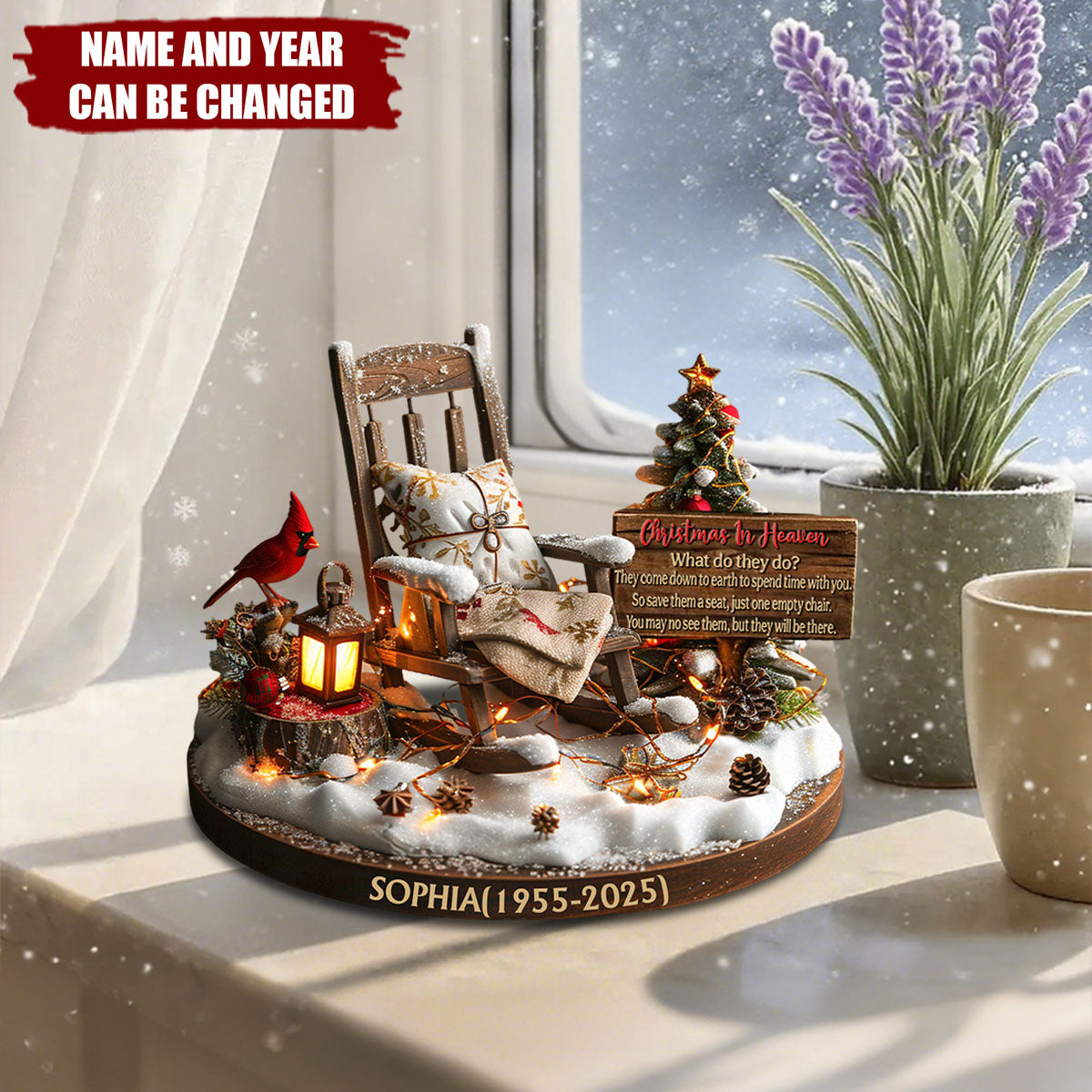 Personalized "Christmas in Heaven" Acrylic Memorial Plaque with Name & Year,Sympathy Gift to Honor Loved One