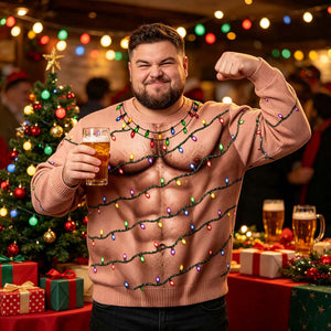 Personalized Funny Christmas Light Ugly Sweatshirt - Christmas Birthday Gifts For Husband Son Grandpa Dad Yourself