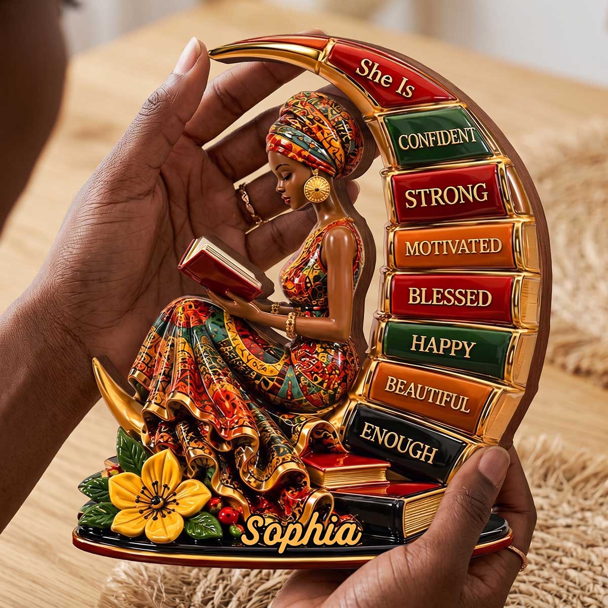 Personalized "She Is Confident" Wooden Block | Gift For Her, Inspirational Black Woman Gift