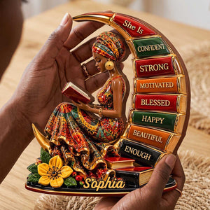 Personalized "She Is Confident" Wooden Block | Gift For Her, Inspirational Black Woman Gift