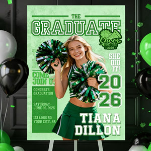 Cheerleading Class Of 2026 Welcome Sign - Custom Photo Grad Party Sign - Personalized Graduation Decoration