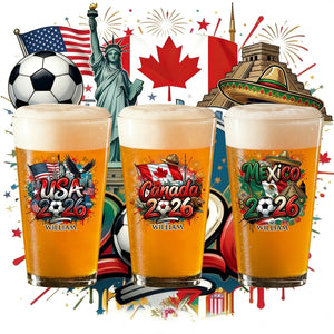 Personalized 2026 World Cup Country Beer Glass With Name & lcon | Gift For Soccer Fans