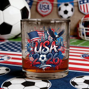 Personalized 2026 World Cup Country Whiskey Glass With Name & Icon | Gift For Soccer Fans