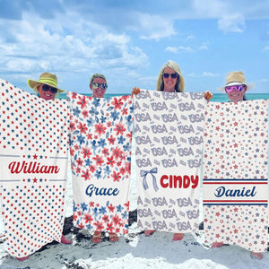 Chill The Fourth Out Red White & 250 - Personalized Beach Towel