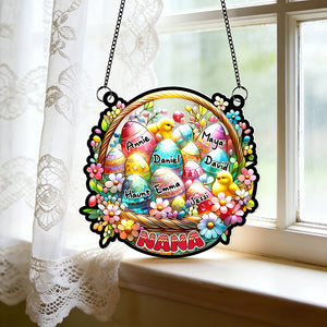 Personalized Stained Style Suncatcher Ornament With Grandkids' Names - Nana's Easter Gift From Grandchildren