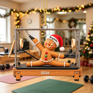 Personalized Gingerbread Fitness Acrylic Ornament - Fitness Exercise Christmas Tree Decor