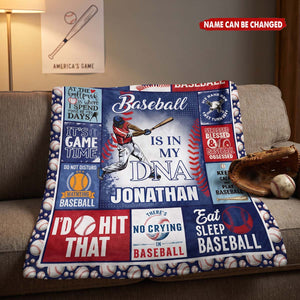 Personalized Baseball Themed Blanket - Birthday Christmas Gift For Baseball Lovers Boys Kids