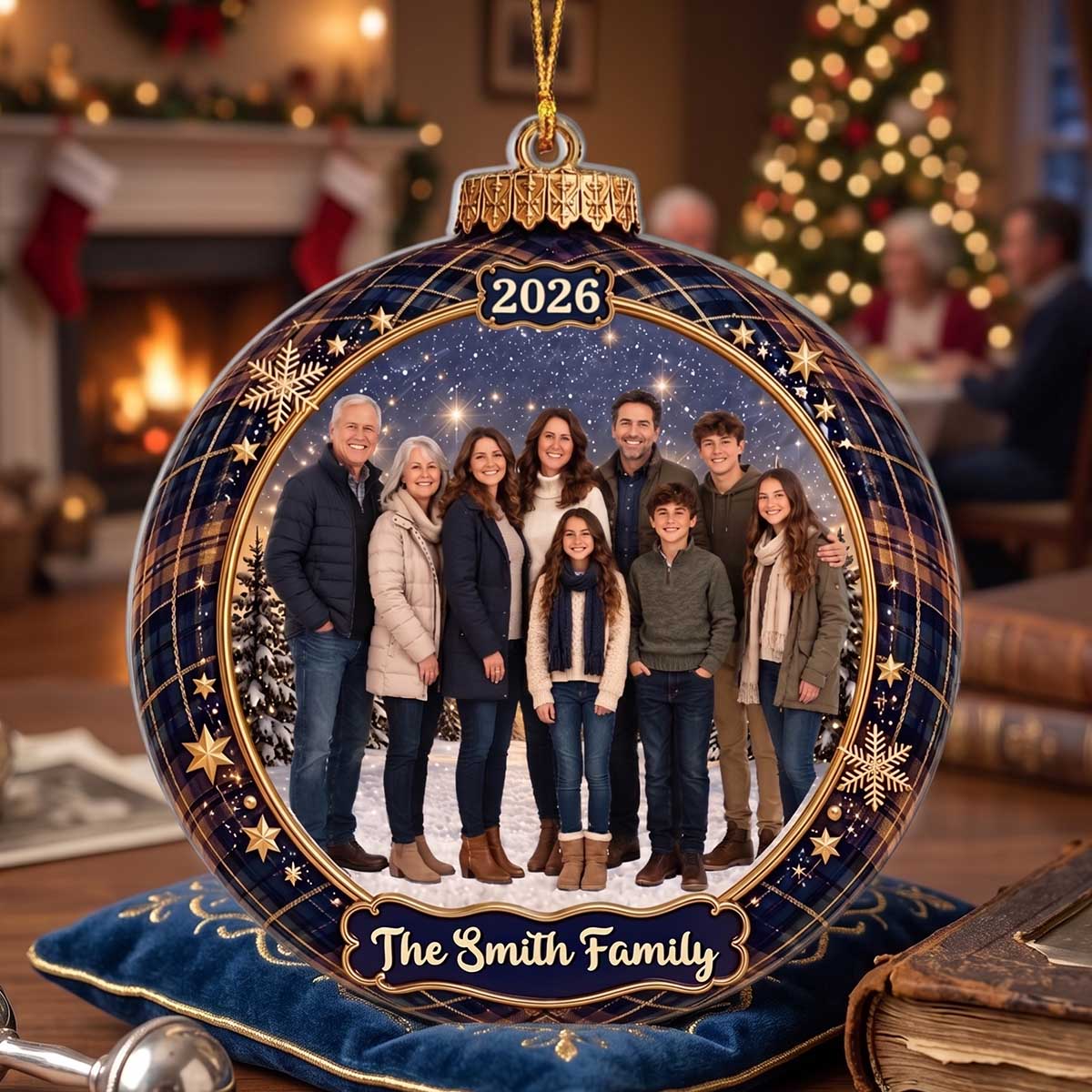 Personalized Family Photo Christmas Ornament | Christmas Birthday Gifts For Mom Dad Brother Sister - Love Makes A Family Whole