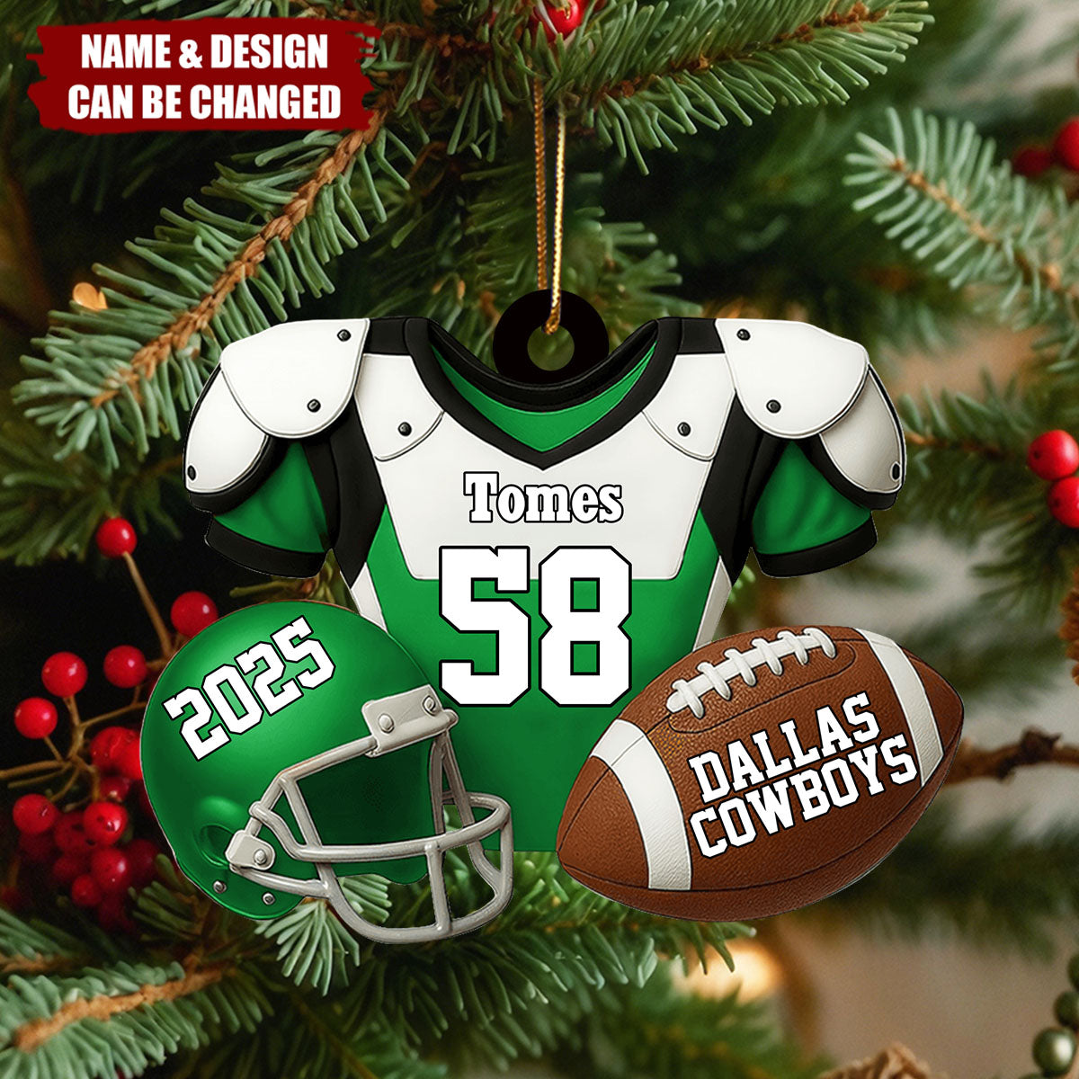 Personalized American Football Jersey Ornament With Name Number & Year Unique Christmas Gift For Player Coach Sports Lover