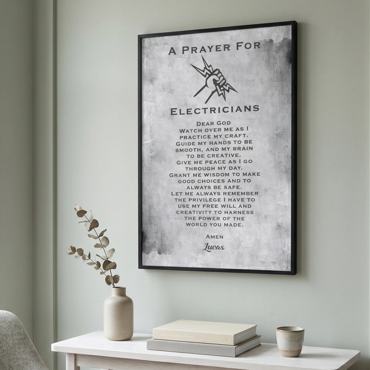Personalized Electrician's Prayer Canvas Poster - Custom Name Gift For Electrical Workers