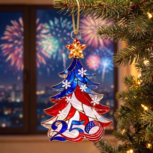 USA 250th Anniversary Patriotic Acrylic Ornament - Christmas Tree Hanging Decor