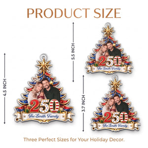 Custom Photo America 250th Anniversary Christmas Ornament - Patriotic Gift For Family