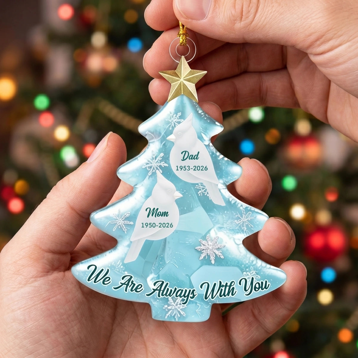 Personalized Cardinal Memorial Acrylic Ornament |  Christmas Sympathy Gift For Loss Of Family
