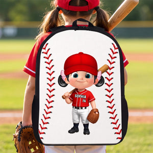 Personalized Baseball Kids Backpack - Custom Name Boy Girl School Bag Sports Gift