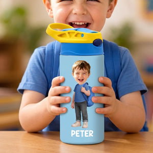 Personalized Kids Insulated Water Bottle With Photo & Name - Back To School Gift