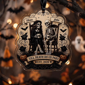 Personalized "Till Death Do Us Part" Halloween Skeleton Couple Ornament - Gothic Anniversary Gift