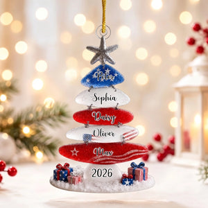 Personalized USA 250th Christmas Acrylic Ornament With Names - Unique Patriotic Gift For Family