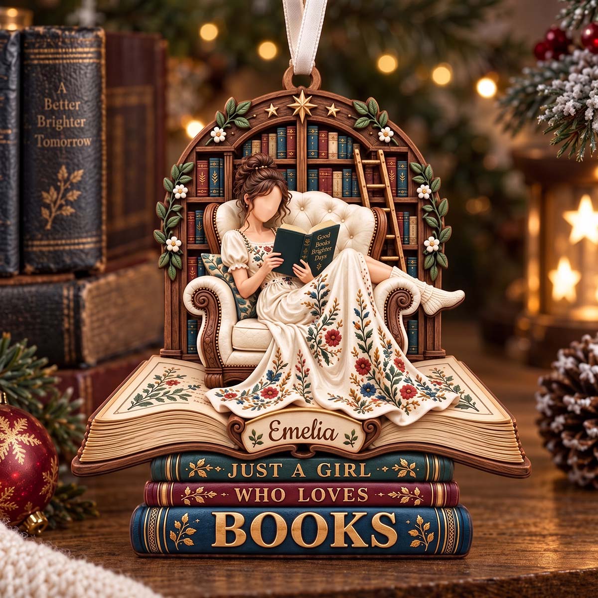 Just A Girl Who Love Books - Personalized Book Lover Christmas Ornament For Reading Book Lover