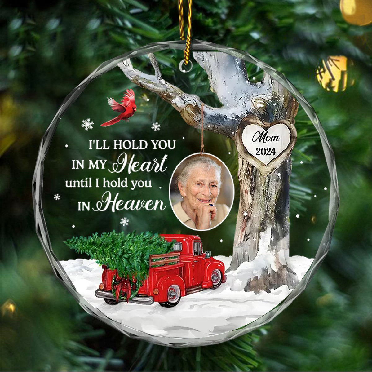 Always With You Photo Memorial Personalized Glass Ornament, Christmas Sympathy Keepsake, Lost Loved Ones Rememberance