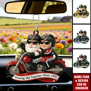 Personalized "Partners In Every Mile" Car Ornament With Names & Design & Color & Year | Anniversary Valentine's Day Gift For Biker Couples Lovers