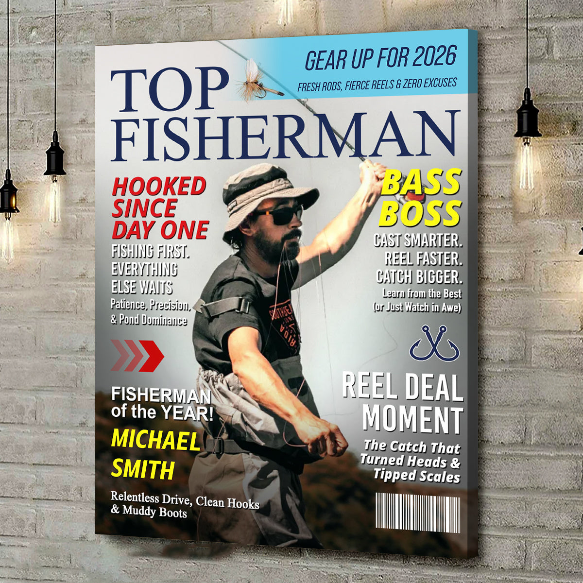 Personalized "Top Fisherman" Magazine Cover Poster With Photo & Name Angler Funny Fisherman Gift For Fishing Lover